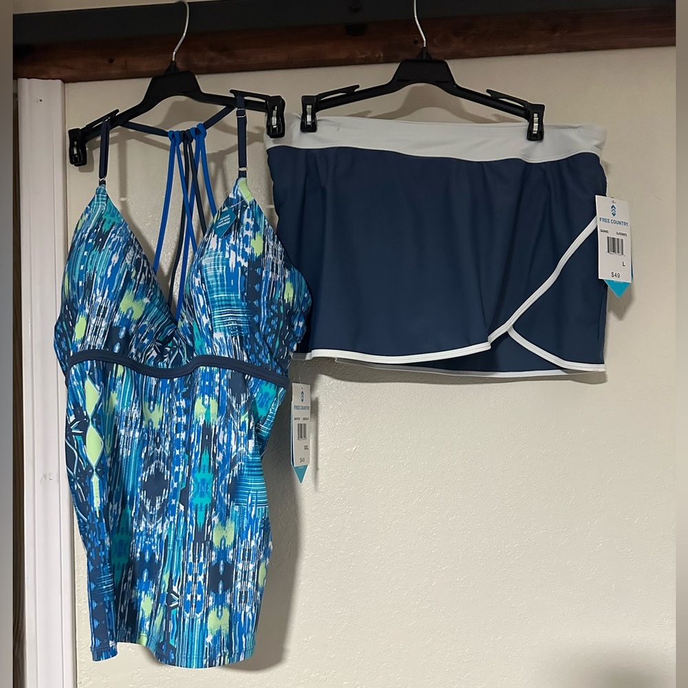 Free Country Azure and Slate Swimsuit Set. NWT. XXL